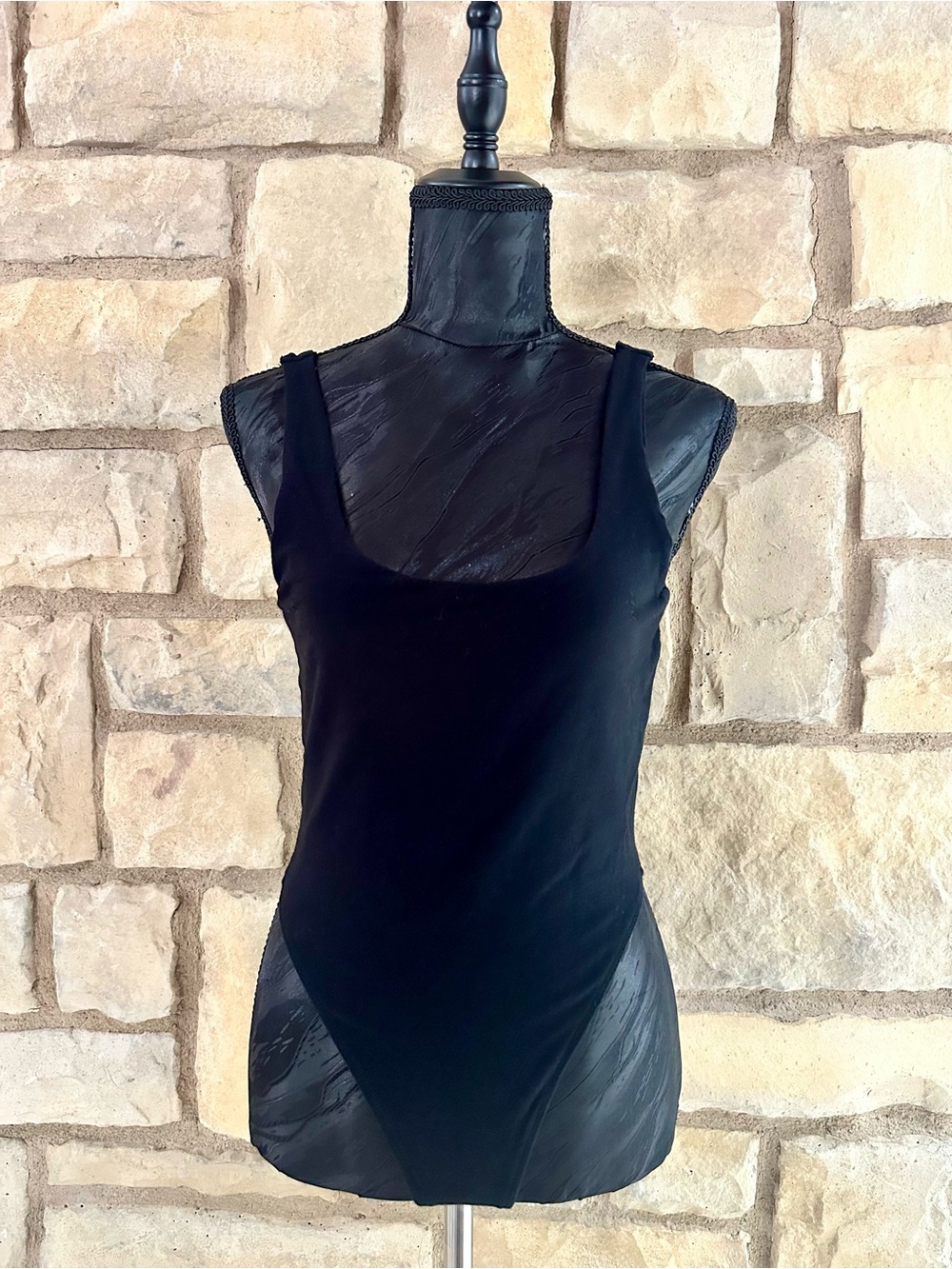 Garage Black Scoop Neck Tank Bodysuit